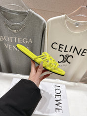 LOEWE 26S PETAL ANAGRAM SLIDE IN LEMON YELLOW CALFSKIN