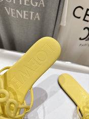 LOEWE 26S PETAL ANAGRAM SLIDE IN YELLOW CALFSKIN