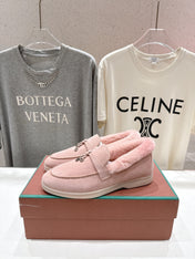 LP 25S SUMMER CHARMS WALK LOAFERS IN BABY PINK SUEDE AND FLEECE