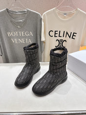 DIOR 25S ANKLE BOOTS IN DARK GREY MIX BLACK FEATHER