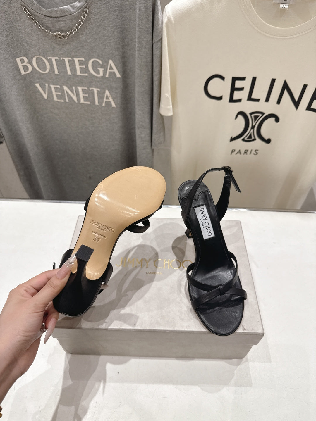 JIMMY CHOO 26S HIGH-HEELED SANDALS 100 MM IN BLACK LAMBSKIN