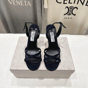 JIMMY CHOO 26S HIGH-HEELED SANDALS 100 MM IN BLACK VELVET