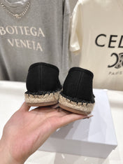 CELINE 26S MAISON PARIS EMBLEM ESPADRILLE FLATS IN BLACK CANVAS