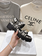 DIOR 26S D-WANDER SANDALS IN BLACK AND WHITE DIOR OBLIQUE JACQUARD GOLD HARDWARE