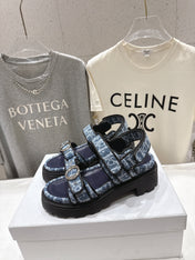 DIOR 26S D-WANDER SANDALS IN BLUE DIOR OBLIQUE DENIM SILVER HARDWARE