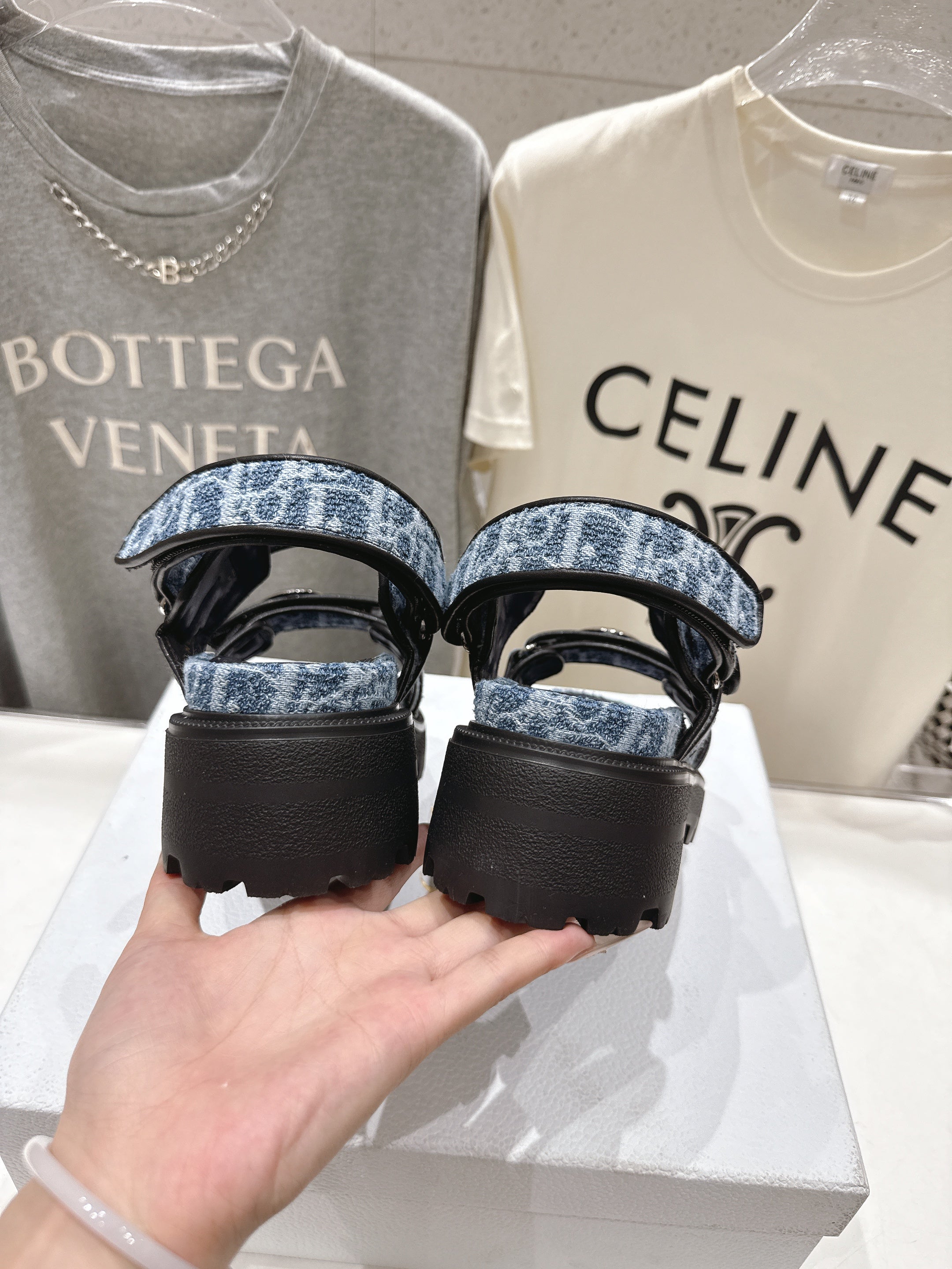DIOR 26S D-WANDER SANDALS IN BLUE DIOR OBLIQUE DENIM SILVER HARDWARE