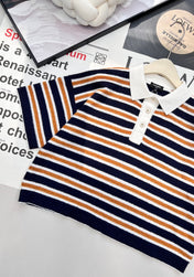 CHANEL 25S SHORT-SLEEVE STRIPED SHIRT 598