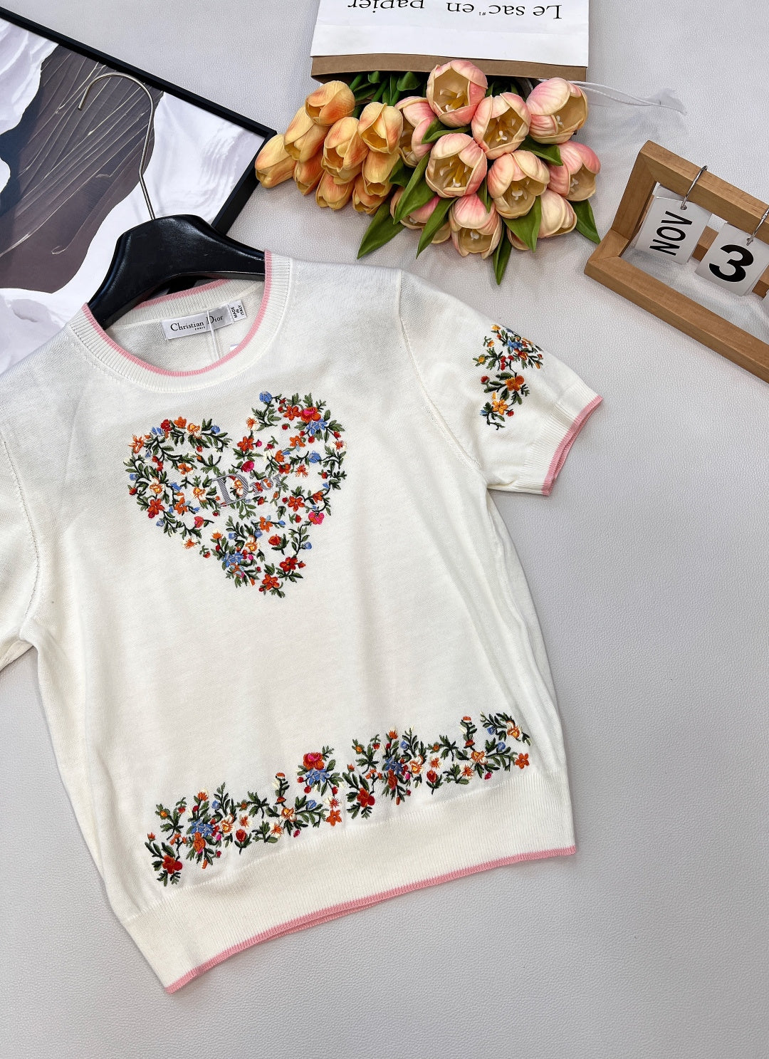 DIOR 26S SHORT-SLEEVE CREW-NECK KNIT T-SHIRT 1124