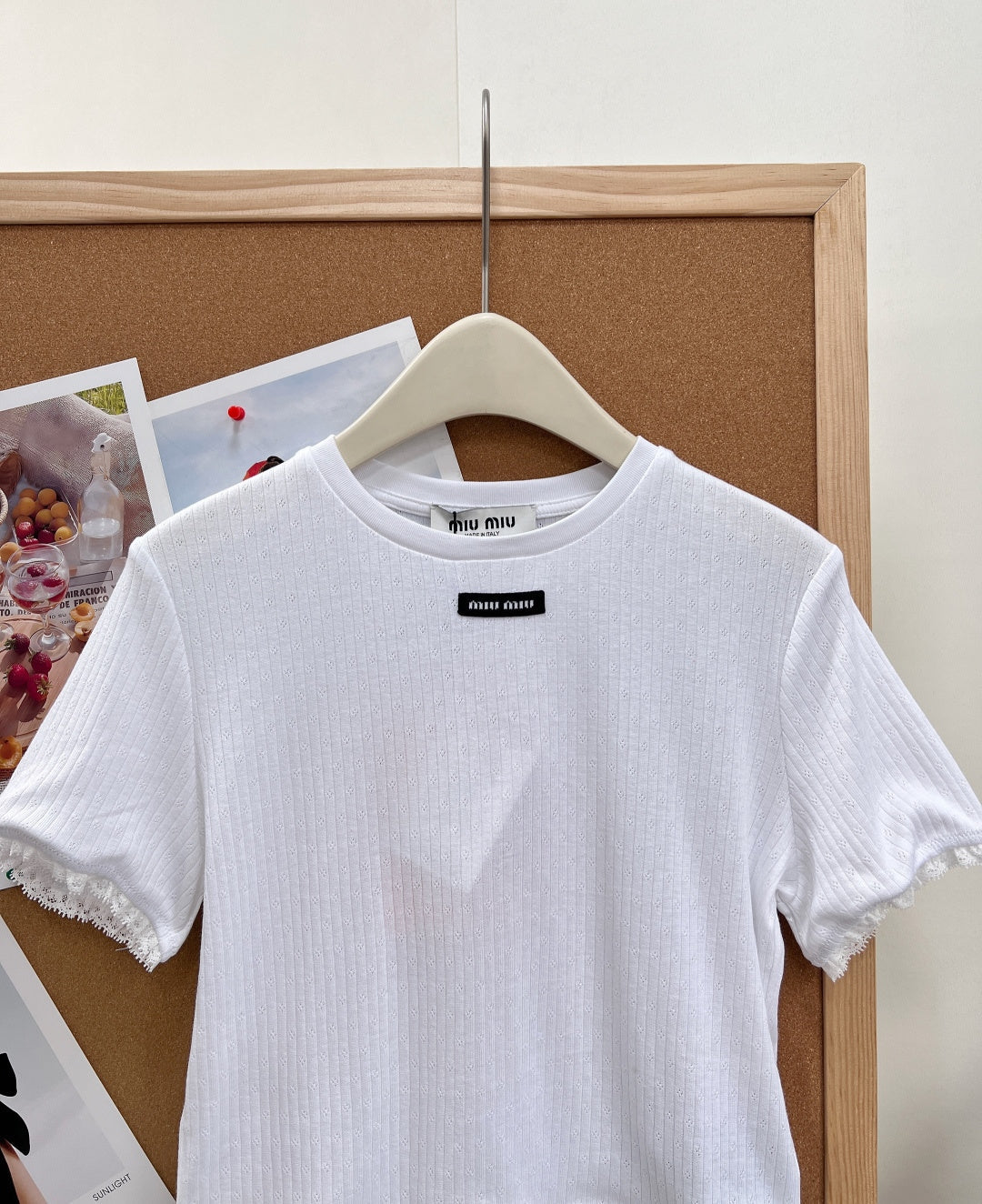 MIUMIU 26S LACE TRIM KNIT CROPPED TOP 1190