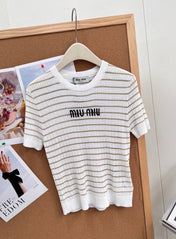 MIUMIU 26S SHORT-SLEEVE KNIT TOP 1453