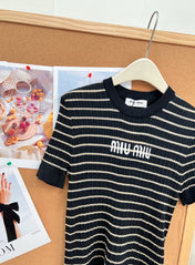 MIUMIU 26S SHORT-SLEEVE KNIT TOP 1452