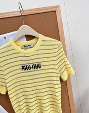 MIUMIU 26S SHORT-SLEEVE KNIT TOP 1451
