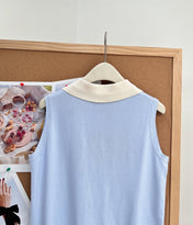 MIUMIU 26S SLEEVELESS KNIT POLO TOP 1375