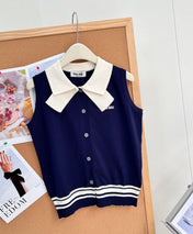MIUMIU 26S SLEEVELESS KNIT POLO TOP 1374