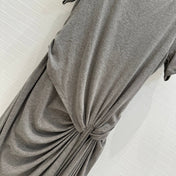 Loewe 25 Knotted Short-sleeved Dress Gray Viscose