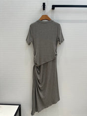 Loewe 25 Knotted Short-sleeved Dress Gray Viscose