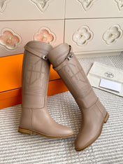 HM 25S JUMPING BOOTS IN LIGHT CARAMEL BROWN LAMBSKIN WITH SILVER HARDWARE