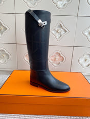 HM 25S JUMPING BOOTS IN BLACK LAMBSKIN WITH SILVER HARDWARE