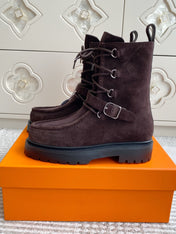 HM 25S ANKLE BOOTS IN DARK BROWN SUEDE