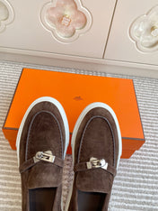 HM 25S SLIP-ON IN DARK BROWN SUEDE WITH SILVER HARDWARE