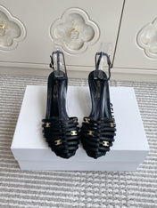 CELINE 26S CLEA TRIOMPHE GLADIATOR HEEL SANDALS 60 MM IN BLACK LAMBSKIN