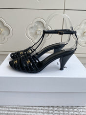 CELINE 26S CLEA TRIOMPHE GLADIATOR HEEL SANDALS 60 MM IN BLACK LAMBSKIN