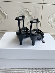 CELINE 26S CLEA TRIOMPHE GLADIATOR HEEL SANDALS 60 MM IN BLACK LAMBSKIN