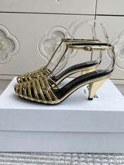 CELINE 26S CLEA TRIOMPHE GLADIATOR HEEL SANDALS 60 MM IN GOLD LAMBSKIN