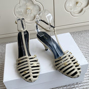 CELINE 26S CLEA TRIOMPHE GLADIATOR HEEL SANDALS 60 MM IN BEIGE LAMBSKIN