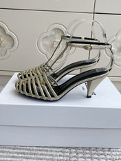 CELINE 26S CLEA TRIOMPHE GLADIATOR HEEL SANDALS 60 MM IN CHAMPAGNE GOLD LAMBSKIN
