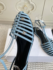 CELINE 26S CLEA TRIOMPHE GLADIATOR SANDALS IN SKY BLUE LAMBSKIN