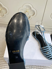 CELINE 26S CLEA TRIOMPHE GLADIATOR SANDALS IN SKY BLUE LAMBSKIN