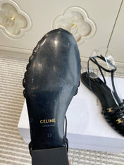 CELINE 26S CLEA TRIOMPHE GLADIATOR SANDALS IN BLACK LAMBSKIN