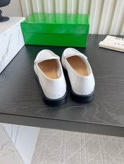 BOTTEGA VENETA 26S WOVEN LOAFERS IN WHITE LAMBSKIN