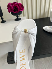 LOEWE 26S SANDALS IN WHITE LAMBSKIN