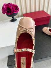 VALENTINO 26S STUD-EMBELLISHED MARY JANE IN NUDE CALFSKIN