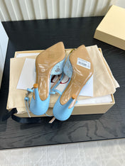VALENTINO 26S SLINGBACKS 75 MM IN SKY BLUE FABRIC LACE