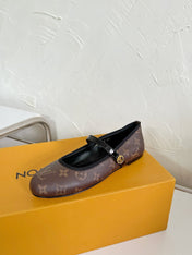 ROMY FLAT BALLERINA IN BROWN MONOGRAM CALFSKIN
