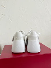 VIV' SKATE SNEAKERS IN WHITE CALFSKIN SILVER GLITTER STRAP AND CRYSTAL BUCKLE