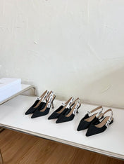 J'ADIOR SLINGBACK PUMP BLACK TECHNICAL FABRIC 65 MM