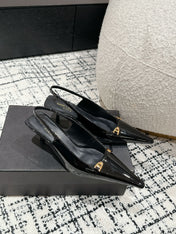 SL CARINE SLINGBACKS PUMP 45 BLACK CALFSKIN
