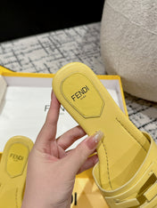 FF Baguette Yellow Leather Slide