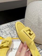 FF Baguette Yellow Leather Slide