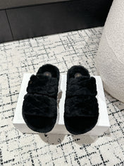 DAD SANDAL MULE IN BLACK SHEARLING