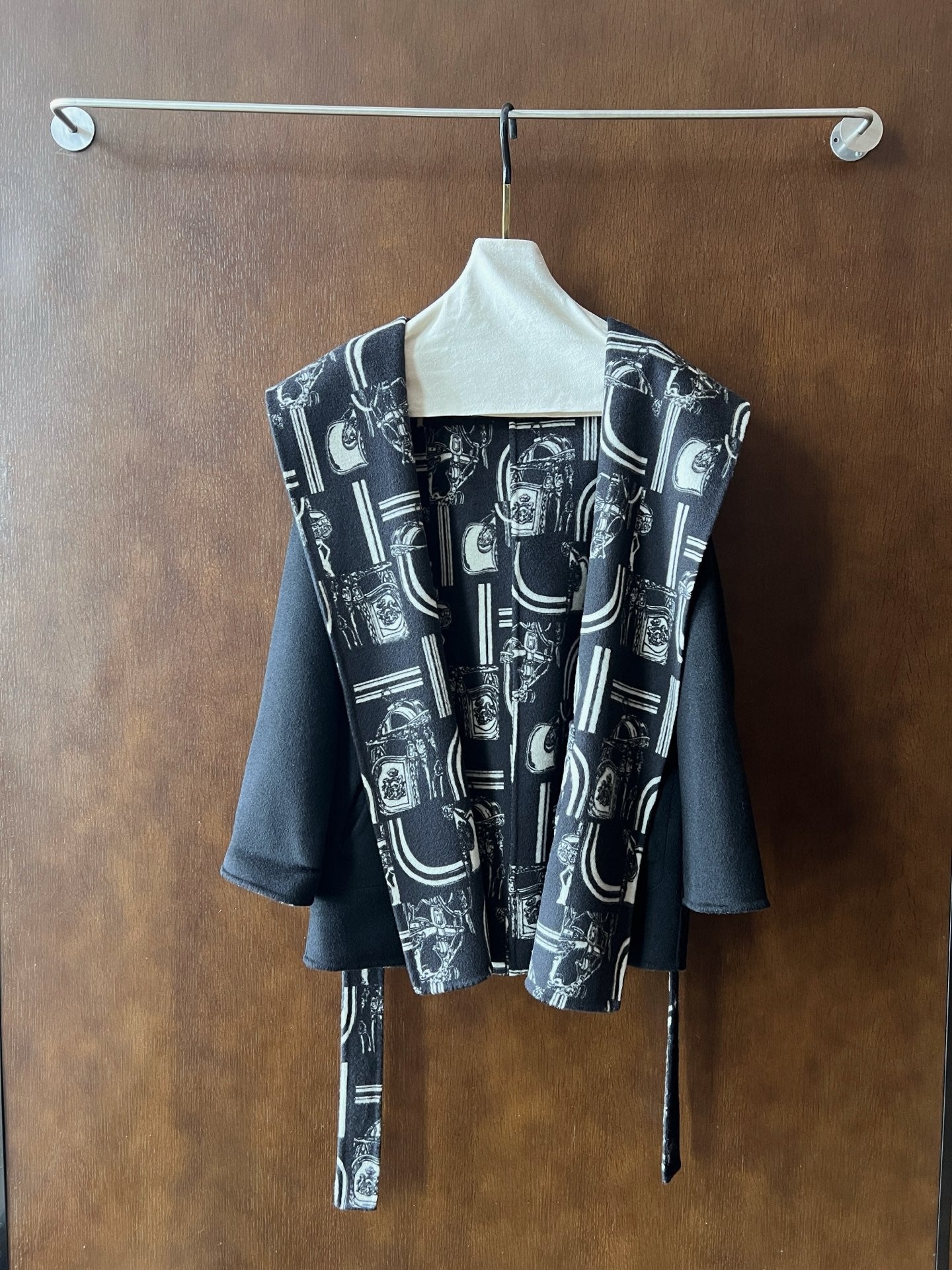 HERMES 25S REVERSIBLE LONG HOODED COAT 047