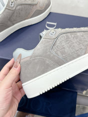 DIOR 25S B27 UPTOWN LOW-TOP SNEAKERS IN GREY CALFSKIN STYLE 6