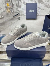 DIOR 25S B27 UPTOWN LOW-TOP SNEAKERS IN GREY CALFSKIN STYLE 6