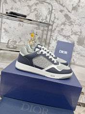 DIOR 25S B27 UPTOWN LOW-TOP SNEAKERS IN DARK BLUE MIX GREY CALFSKIN STYLE 2