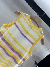 CHANEL STRIPED SLEEVELESS KNIT TOP 263403