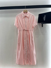 MIUMIU LIGHT PINK DRESS WITH DRAWSTRING WAIST
